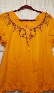Orange peasant style top